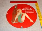 Vintage Coca Cola Sexy     bikini     woman 11 3 4  Coke Bottle Porcelain Metal Sign