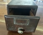 Antique One Drawer Oak Card File Cabinet-6 3 4 X 4 3 4 X 13 Inches