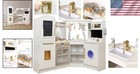 Large Wooden Corner Play Kitchen Sets With Ice Maker water Dispenser bread Ma   