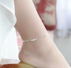 Silver Rotate Olive Bead Ankle Bracelet Double Chain Foot Anklet