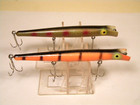 2 Vintage Wood Pencil Plug Stick Bait Crankbait Lure