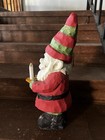 Vintage Ceramic Santa Elf Gnome Dwarf Holding Candle Christmas 18  Tall