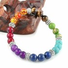 Charm 7 Chakra Healing Balance Prayer Beaded Bracelet Lava Yoga Reiki Stones Hot