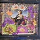 Vtg Retablo Folk Art Cabinet St  Catherine Flowers Butterflies 