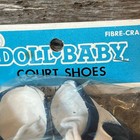 Vintage Fibre Craft Doll Baby Court Shoes Blue White Lace 2 7 8    Nos