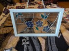 Vintage 1990s Faux Stained Glass Floral Plastic Vinyl  Hanging Window 