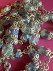 Catholic Vintage Silveraurora Borealis Beads Rosary Necklace Cross Italy 28   