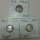 Egypt 1917 Ah 1330 2 Piastres 3 Silver Coins 