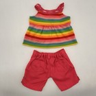 Build A Bear Rainbow Lace Ribbon Top Shirt Pink Pants Girl Teddy Clothes Outfit