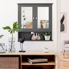 Double Door Wall-mounted Bathroom Mirror Medicine Cabinet Gray Home Organizer