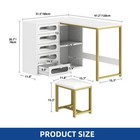 5 Drawers Nail Desk Set Cushioned Stool Corner Manicure Table With Led Light