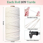 Vibrant 4mm Macrame String 12 Rolls Natural Cotton 656 Yards For Knitting