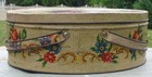 Vintage Sampler Floral Oval Tin Lunch Box Picnic Sewing Basket Metal Container
