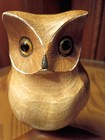 Vintage Carved Wooden Owl On Log Figurine Very Detailed  Beautiful 