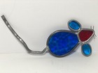 Vintage 70s 1970s Mouse Stained Glass Window Suncatcher 8    Wide