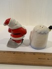 Vintage Japan Christmas Ceramic Santa Calling Elf Salt And Pepper Shakers