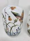Pair Antique Victorian Bohemian Milk Glass Hand Painted Vases 10 5  Ducks