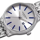 Akribos Xxiv Ak941ss Classic Style Silver Tone Sunburst Dial Mens Date Watch