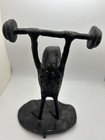 Vintage Weight Lifting Bronze Brass Frog 
