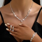 Prom Earrings Necklace Bracelet Set Elegant Crystal Rhinestone Necklace Earri   