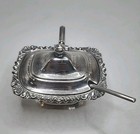 Antique Ellis Barker Silver Plated Mustard Pot W original Spoon England