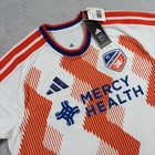 Adidas Fc Cincinnati 26 27 Authentic Away Jersey Mens L White Orange Mls Soccer
