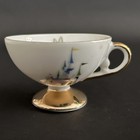 Vintage Disneyland Castle Tinkerbell Footed Demitasse Teacup Gold Trim 