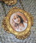 Vtg Ornate Gold Double Picture Frame Wall Hanging Resin Victorian Style Roses