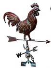 New Large Handcrafted 3d Rooster Copper Patina Metal  Weathervane