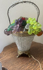 Vintage Czech Glass Fruit Basket Lamp Art Deco Beaded Table Lamp Working