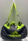 Adidas Diablo Small Duffel Bag In Gray With A Neon Green Logo