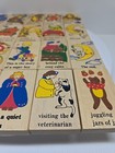 Vintage 90s Wooden Blocks  Colorful With Alliteration Phrases D37