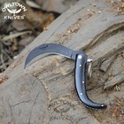 El Valiente Mexican Tranchete  Saca Tripas 8  Horn Knife  Black Blade  Sheath