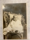 Antique Art Nouveau Brass Frame Ornate Cast Metal W  1912 Baby Girl Rppc Postcar
