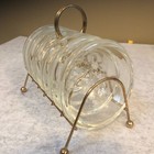 Vintage Princess House Clear Glass Fleur-de-lis Coaster Set Of Six W  Caddy Euc