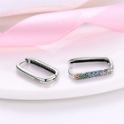 Pandach 925 Sterling Silver Colorful Cz Geometric U-shaped Hoop Earrings Womens