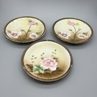 3 Antique Jonroth Studios Nippon Hand Painted Moriage Plates 6    Floral Art Deco