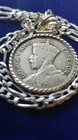 Maori Warrior  1934 New Zealand Silver Shilling Pendant 18   925 Sterling Chain