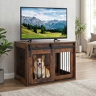 Dog Crate Furniture Heavy Duty Dog Kennel With Sliding Barn Door-rustic Brown -