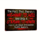 Vintage Metal Tin Sign  highway To Hell  12x8 Inches Wall Decor
