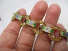 Stunning Vintage Sterling Chinese Export Filigree Enamel Circle Link Bracelet-nr