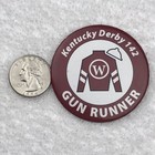 Kentucky Derby 142 Gun Runner Vintage Pin Button Pinback Maroon White