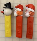 Pez Closed Eyes Santa Snowman Dispensers Lot 3 No Feet Red Yellow Stem