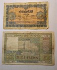 Two Old Morocco Banknotes 1 000 Francs 1952 And 10 Francs 1943   circulated  