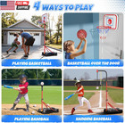 2 In 1 Kids Basketball Hoop And T Ball Set  Adjustable Basket Ball Stand hanging