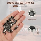 6mm Rhinestone Stud  70 Pcs Metal Claw Beads Nailhead  Black Silver Tone