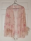  rare  Vintage Fredericks Of Hollywood Sheer Pink Floral Chemise Peignoir Set 