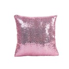 Pink Sequins Throw Pillow Case Reusable Cushion Cover For Sofa And Cafe