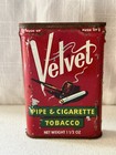 Vintage Velvet Tobacco Tins Red Pipe Cigarette Smoke 50 s -60 s   Set Of 2     M