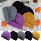 Cuff Beanie Knit Hat Cap Slouchy Skull Ski Men Women Plain Winter Warm Hats